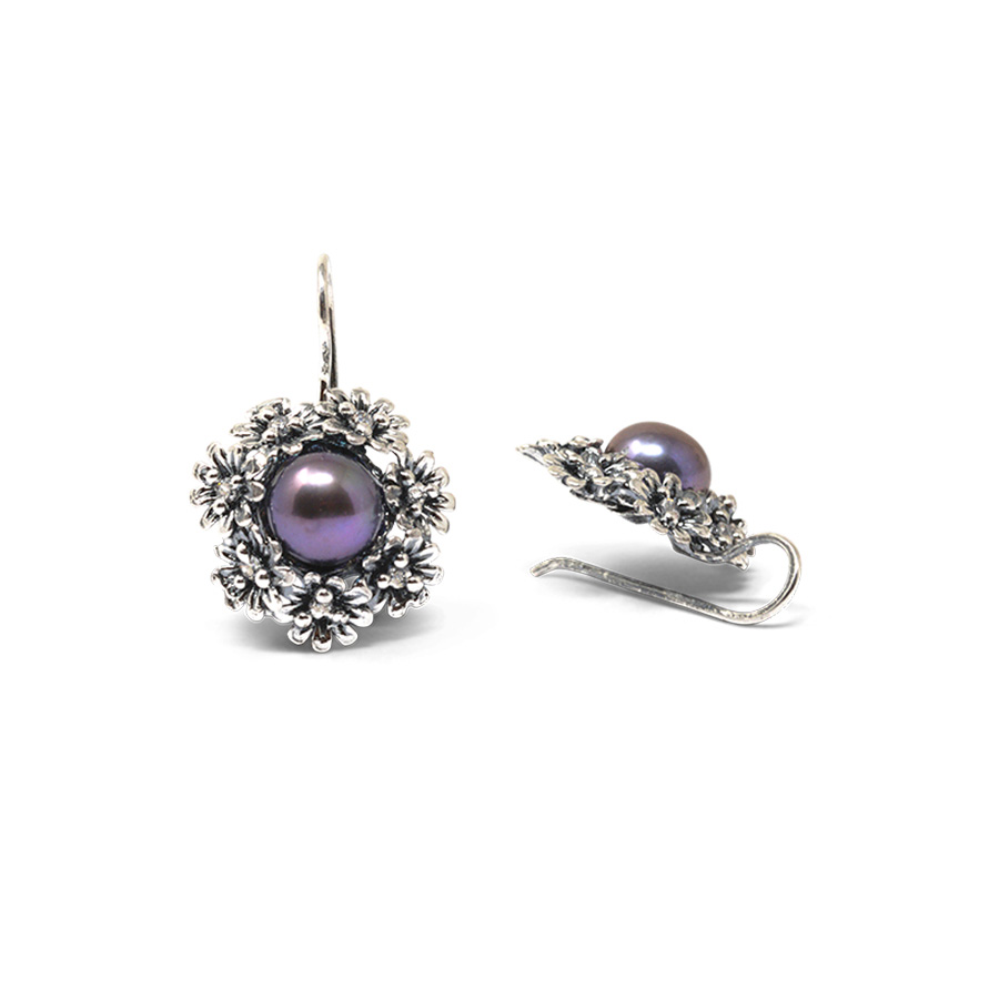 Orecchini Primule D'Argento OrPrm05L-Perla Nera