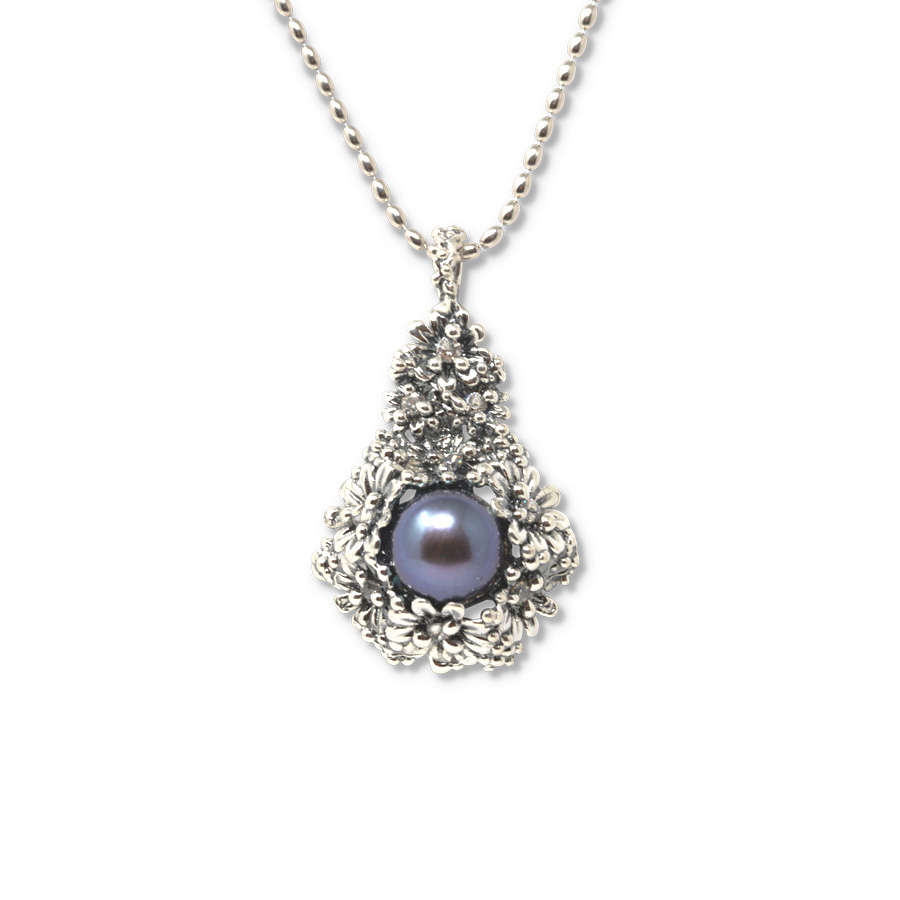 Collana Primule D'Argento Prm06-Perla Nera