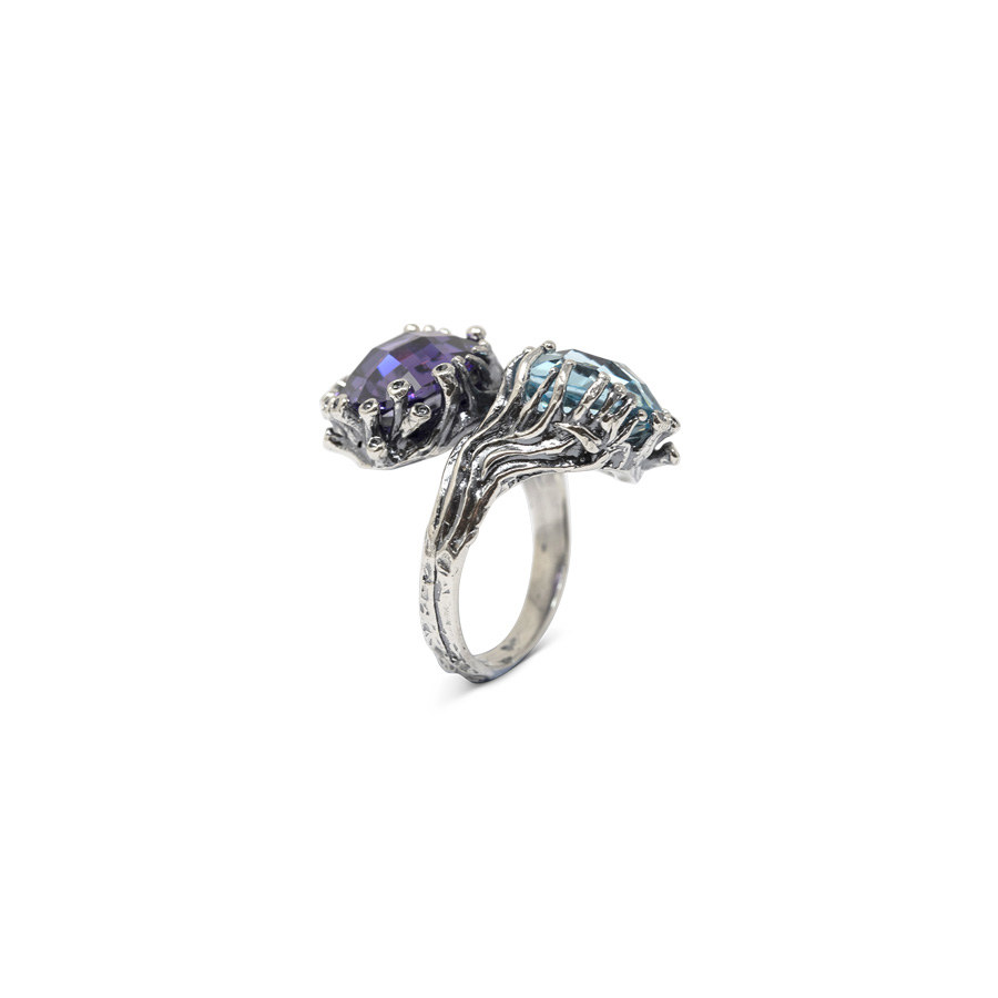 Anello Medusa AnMDS03 Ametista-Acqua Marina - immagine 3